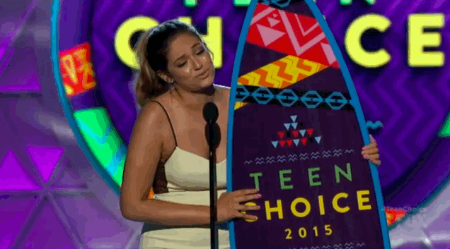 nominee winning at the teen choice awards