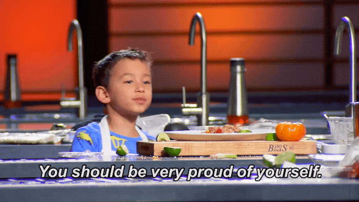 contestant is proud of himself on masterchef jr