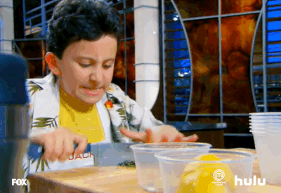 contestant quickly chopping on masterchef jr