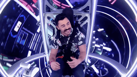 contestant being moved around on mental samurai set