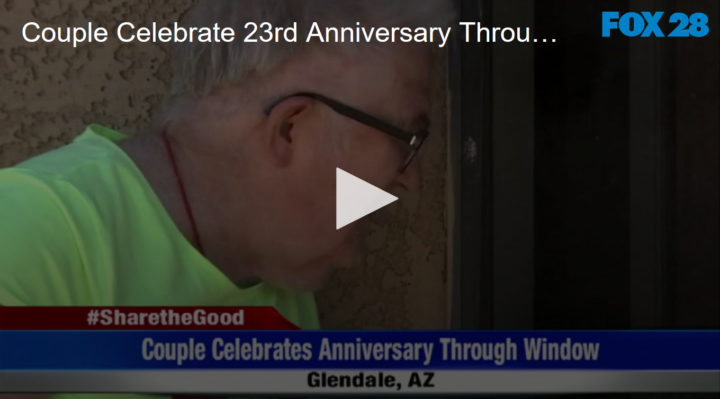 2020-04-24 Couple Celebrate 23rd Anniversary Through Window FOX 28 Spokane