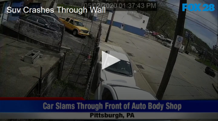 2020-05-04 Caught on Camera Suv Crashes Through Wall FOX 28 Spokane