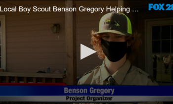 Local Boy Scout Benson Gregory Helping Out