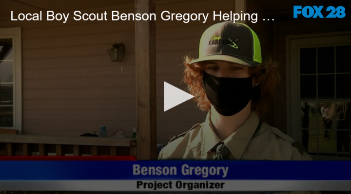 2020-08-07 Local Boy Scout Benson Gregory Helping Out FOX 28 Spokane