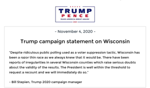 Biden wins Wisconsin; Trump requests recount