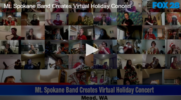 multiple head shots of students playing their instruments in a virtual call