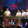 HELL'S KITCHEN: L-R: Guest judge and chef/host Gordon Ramsay with contestants Kiya, Trenton and Megan in the “What the Hell” Part One of the two-hour season finale airing Monday, Sept. 13 (8:00-9:01 PM ET/PT) on FOX. CR: Scott Kirkland / FOX. © 2021 FOX MEDIA LLC.