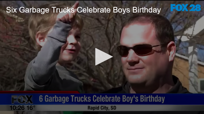 Six Garbage Trucks Celebrate Boys Birthday FOX 28 Spokane