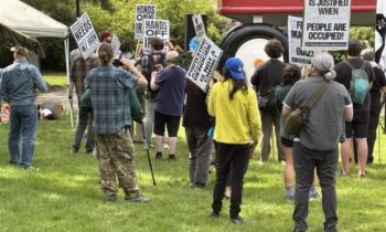 Protesters rally in Spokane against U.S. airstrikes on Iran, criticize Trump’s foreign policy