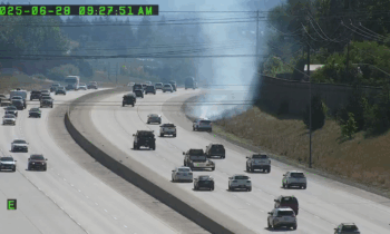 Brush fire slows traffic on eastbound I-90 near Argonne in Spokane Valley