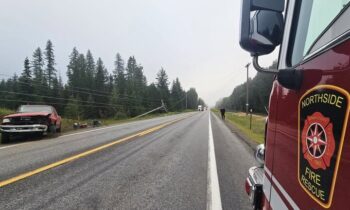 Crash knocks down power pole on Highway 95 in Sandpoint