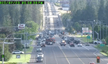 Crash blocks two lanes on northbound U.S. 395 in North Spokane
