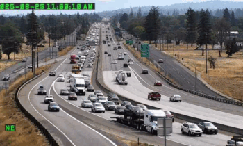 Collision blocking lane on I-90 westbound near Hamilton Street in Spokane