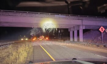 I-90 westbound closed at Bullfrog overpass near Cle Elum after oversized load strike