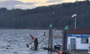 Plane partially submerged in Lake Coeur D’alene
