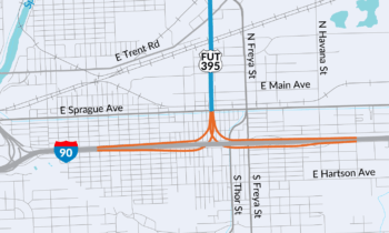 Nighttime closures on I-90 planned November 9-12 for North Spokane Corridor inspections