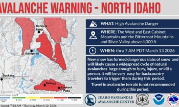 Avalanche warning in effect in North Idaho