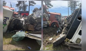 Semi truck crashes into FedEx vehicle east of Rathdrum